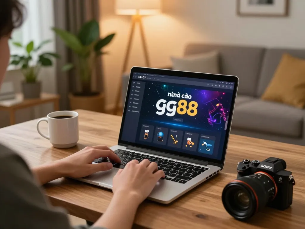 Engaging online gambling experience with nhà cái gg88 on laptop, cozy setup.