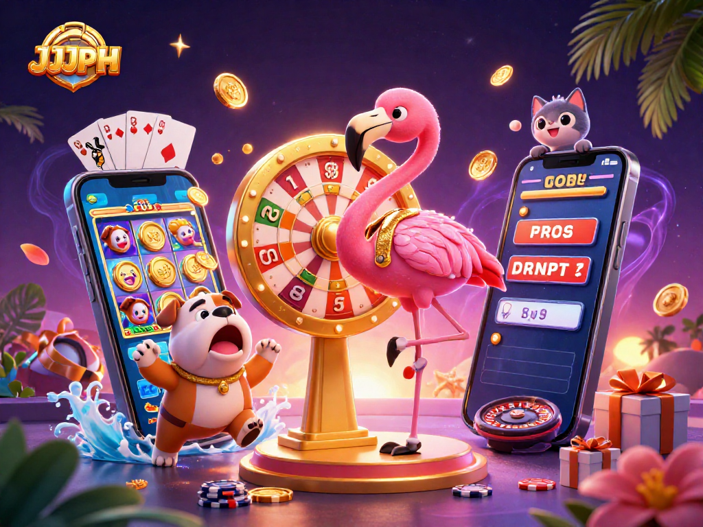 Experience the thrills of JJJPH with a colorful game show scene showcasing excitement and prizes!