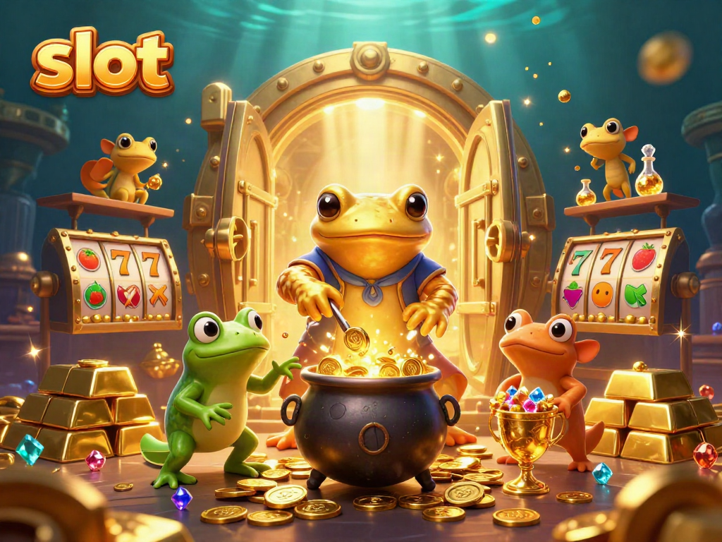 Engage in captivating slot gameplay as a golden salamander alchemist transforms coins in a dynamic casino setting.