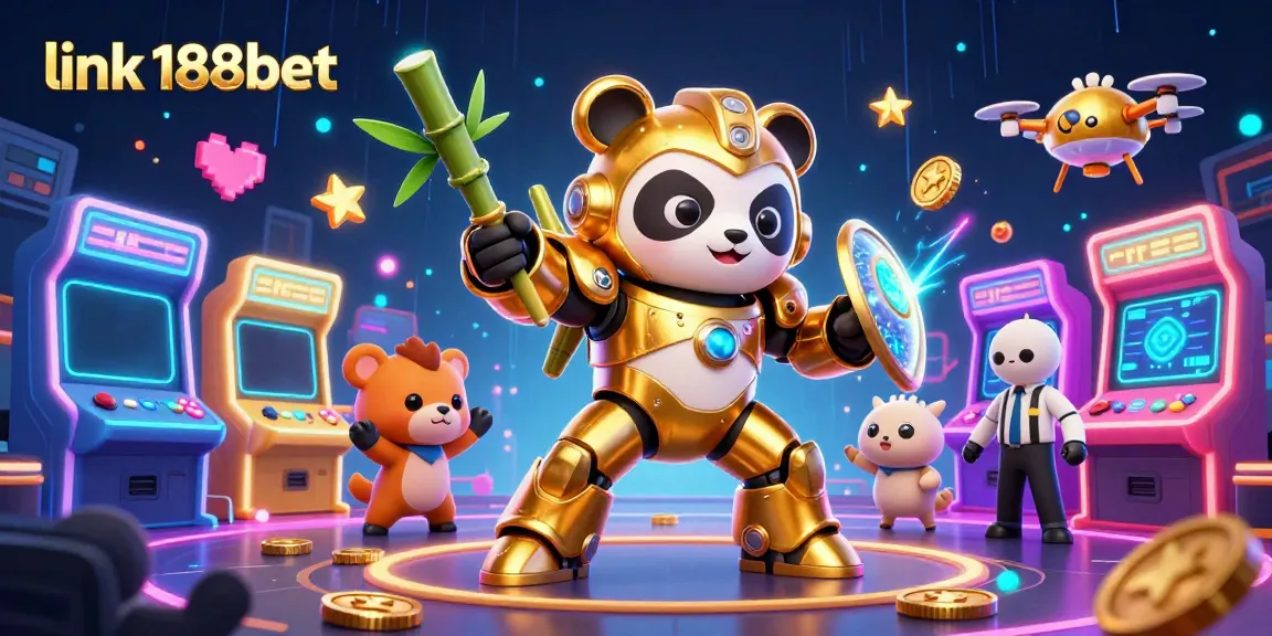Engage with the exhilarating link 188bet experience, featuring a dynamic mech-suit panda in a casino-style arena.