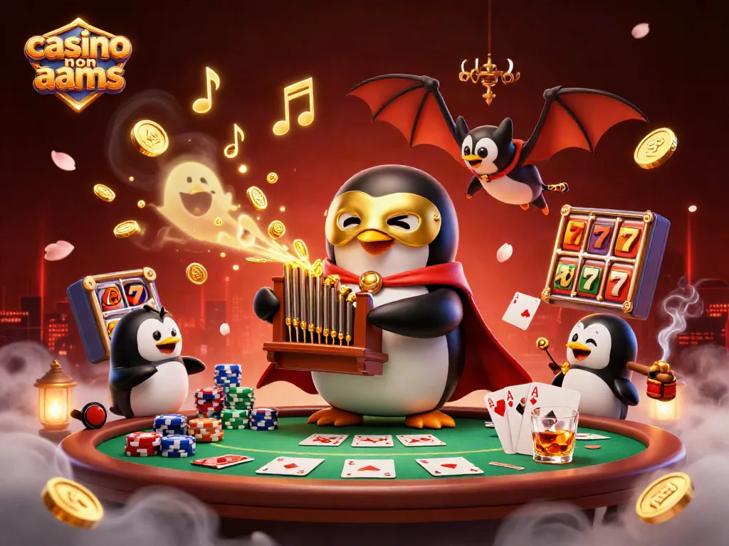 Giocando nei casino non aams: l'emozione delle slot e del poker in un'illustrazione vivace.