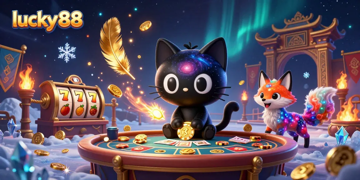 Experience the thrill of lucky 88 with a vibrant cosmic casino scene featuring exciting game elements.