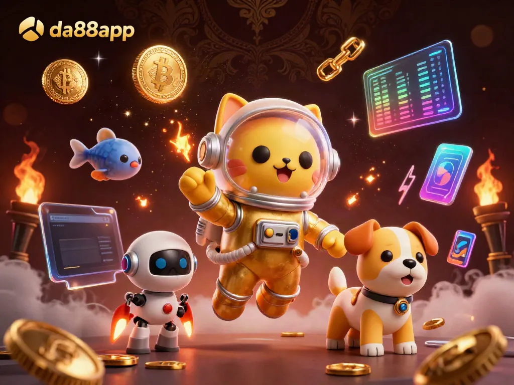 Engage with the da88app gaming universe, featuring vibrant characters and crypto elements.