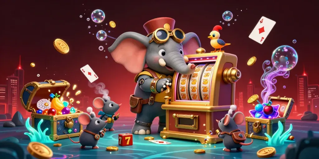 Spin the hi88 golden slot machine with steampunk characters in an energetic casino scene.
