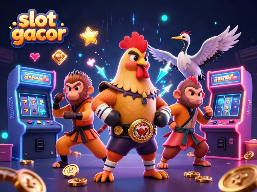 Engage with dynamic slot gacor action featuring vibrant characters and casino elements.