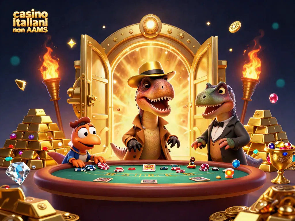 Gioca nei casino italiani non AAMS con un'illustrazione affascinante di un velociraptor al tavolo di blackjack.