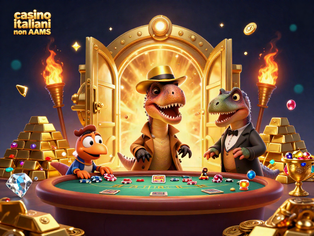 Gioca nei casino italiani non AAMS con un'illustrazione affascinante di un velociraptor al tavolo di blackjack.