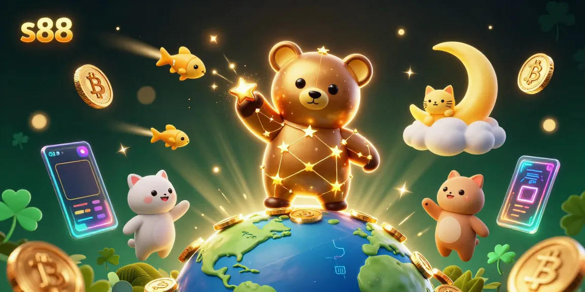 Engage in thrilling s88 casino adventures with a sparkling cosmic scene filled with stars, coins, and digital treasures.