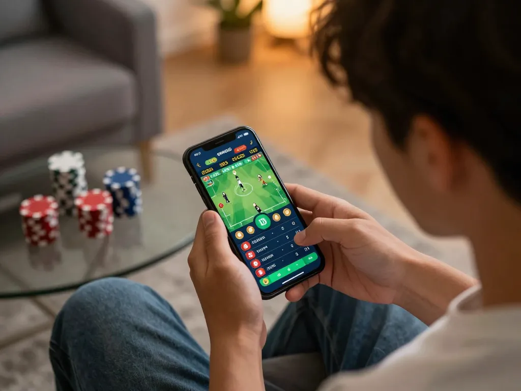 Engaging sports betting moment with keonhacaii88 on mobile, highlighting live odds and strategy.