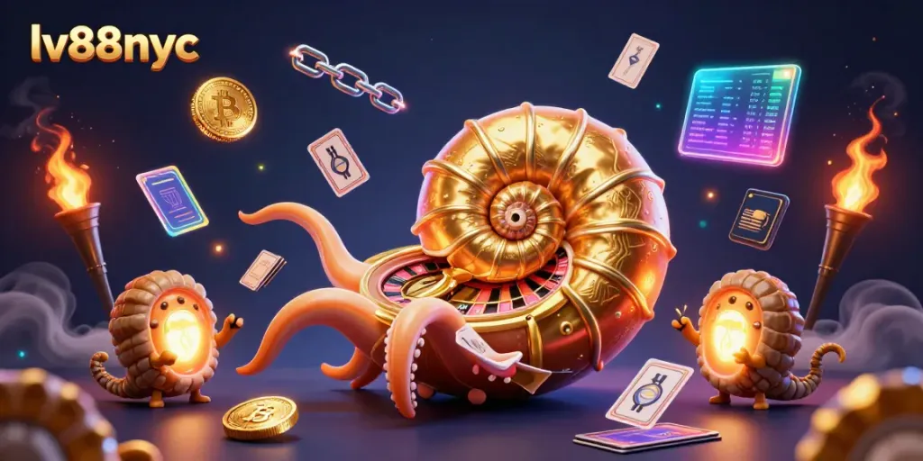 Experience thrilling gameplay at lv88nyc with a vibrant casino scene filled with crypto elements.
