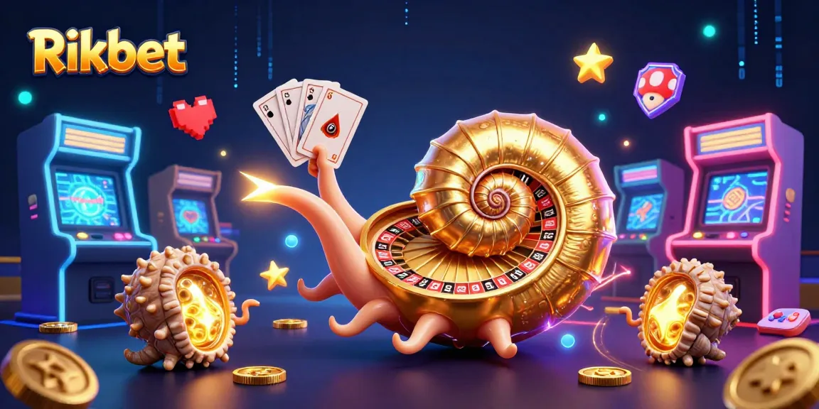 Experience thrilling wins at Rikbet with a vibrant casino scene featuring a glowing nautilus roulette.