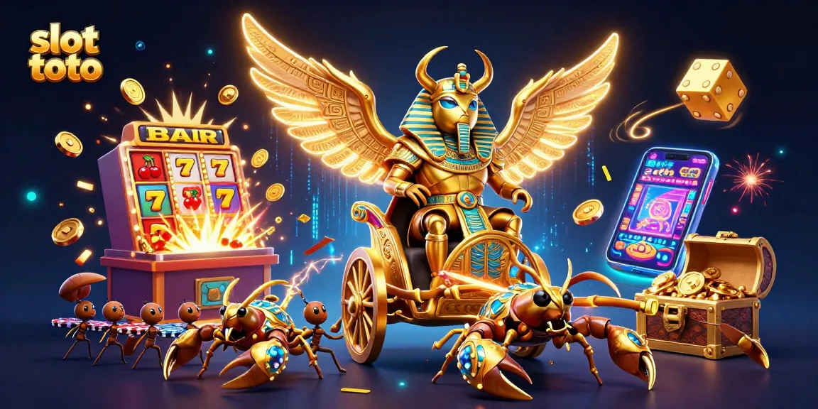 Spin to win on slot toto with a vibrant 3D casino scene filled with gold coins and energy.