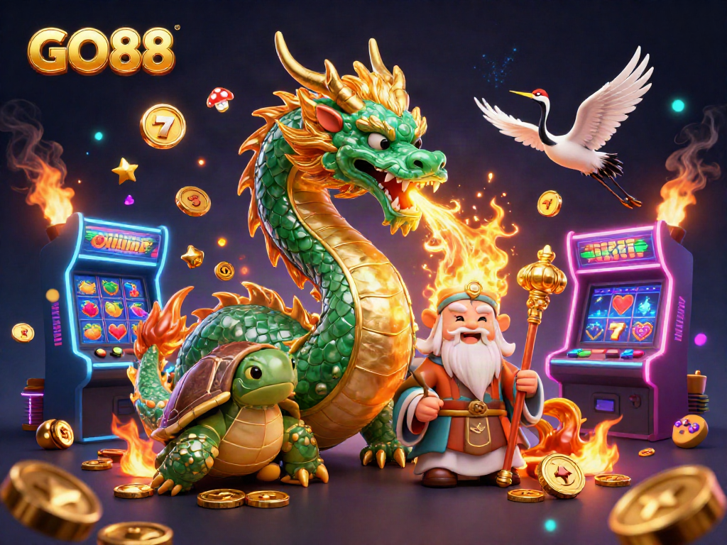 Engage with GO88 casino thrills featuring vibrant characters and dynamic gameplay elements in a magical scene.