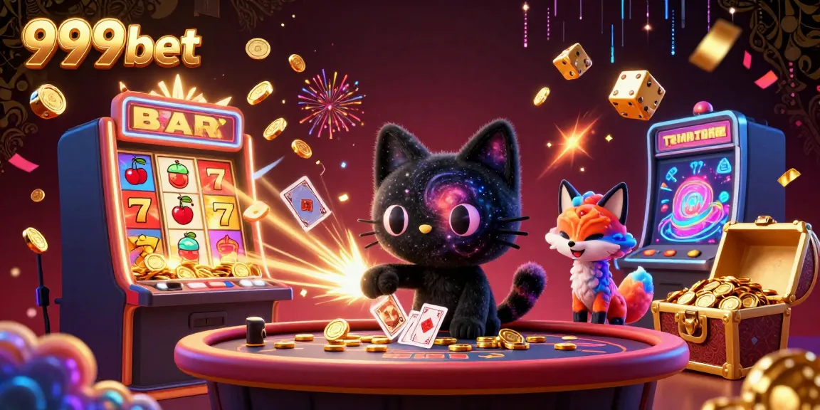 Engage with the vibrant 999bet cosmic casino as a black hole cat pulls in golden chips amid explosive jackpots.