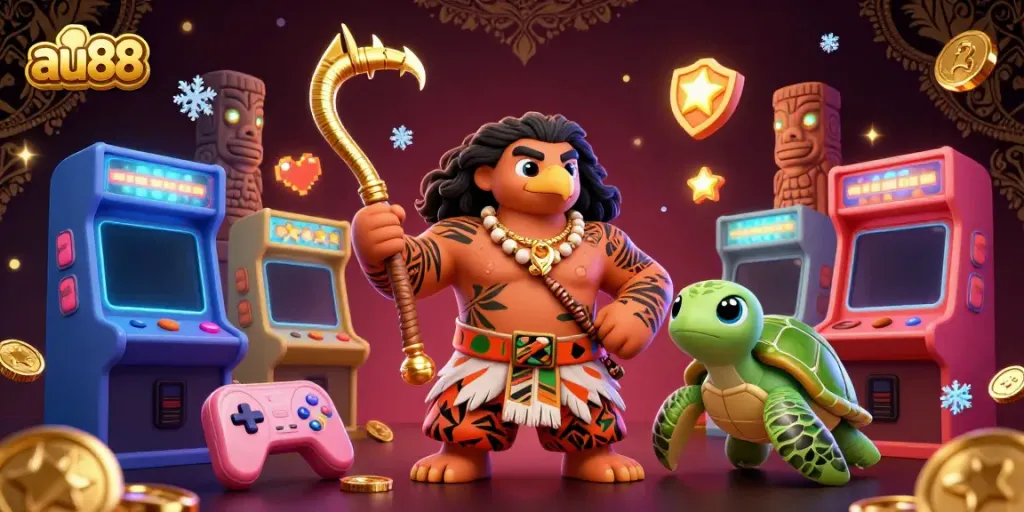 Experience the thrill of au88 with a vivid, cartoon-inspired casino illustration showcasing gaming excitement.