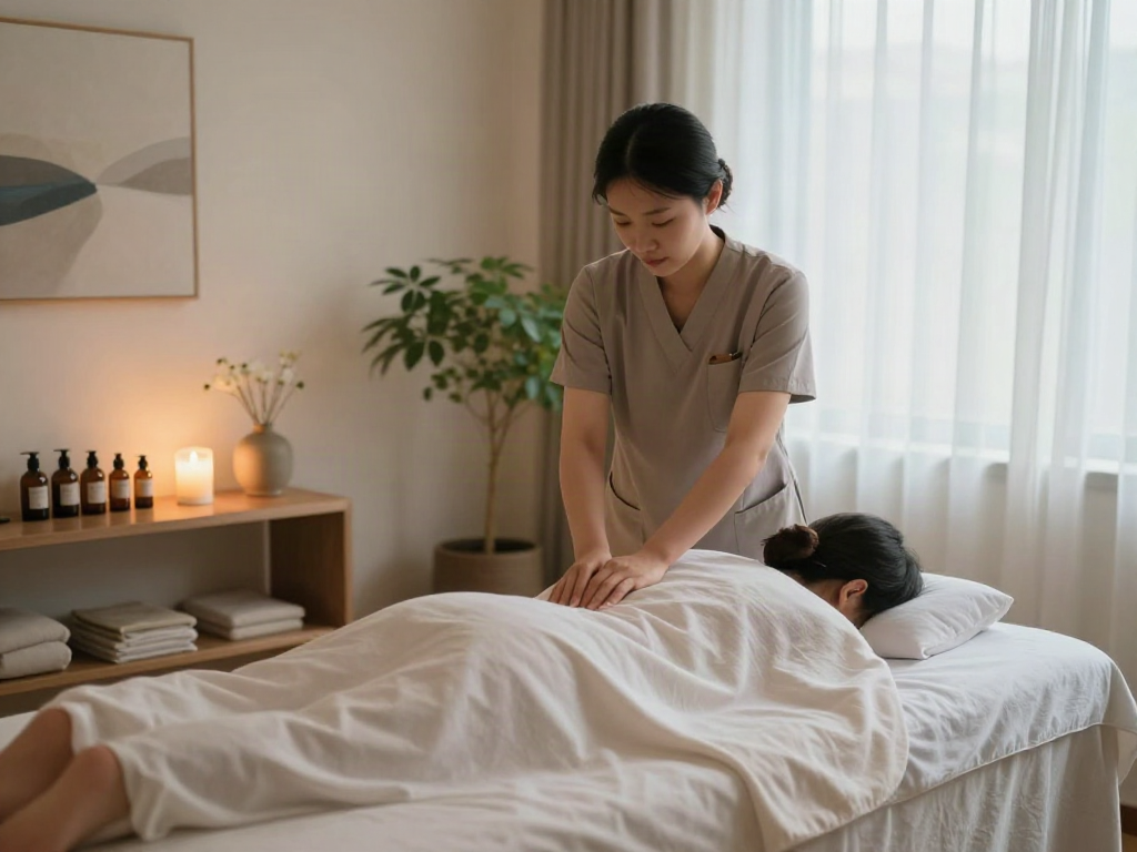 Experience a soothing 경기광주출장마사지 in a tranquil wellness room setup.
