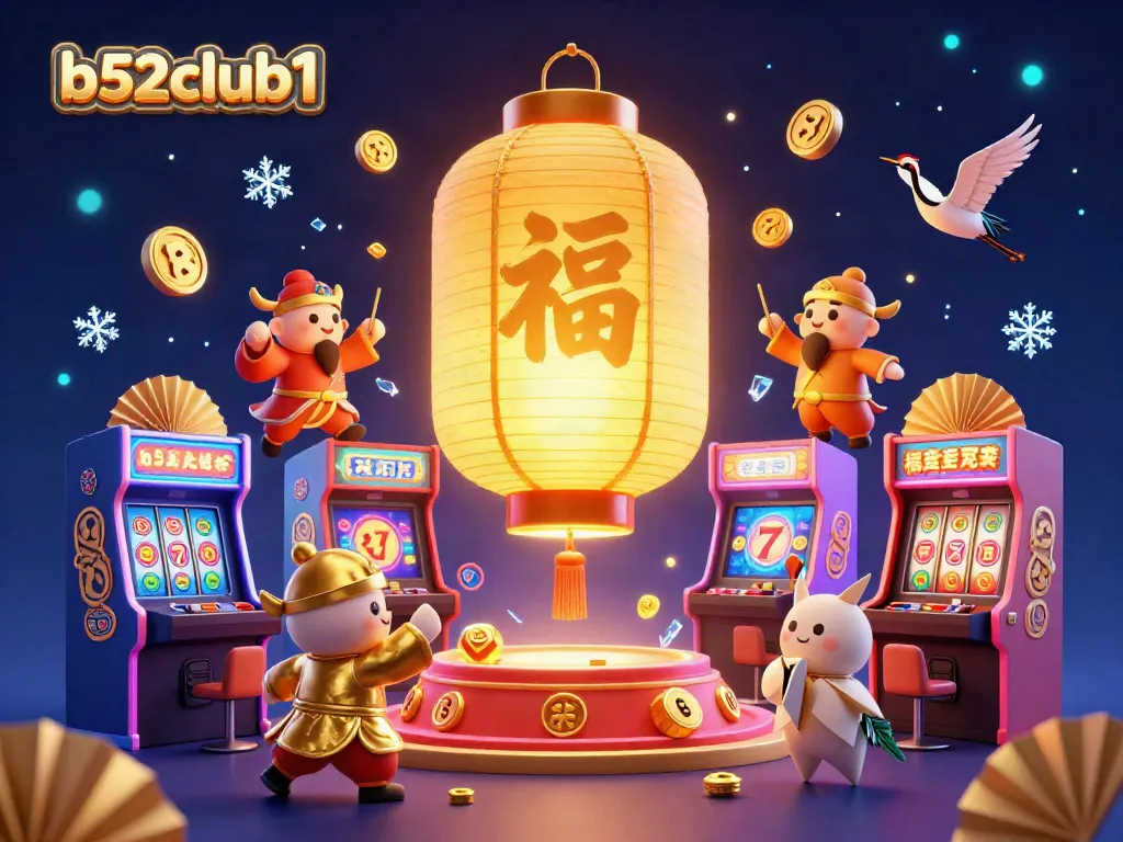 Engage in thrilling gaming with b52club1 at a captivating casino illuminated by a glowing spirit.