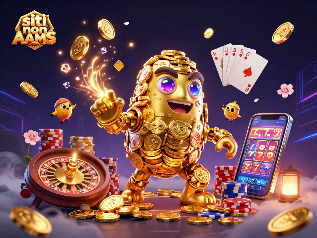 Gioca nei siti non AAMS con un golem d'oro tra carte e gettoni in un mondo virtuale vibrante.
