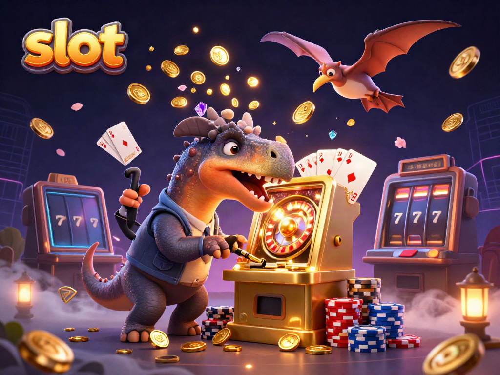 Exciting scene of a slot machine payout with dynamic casino elements and characters.