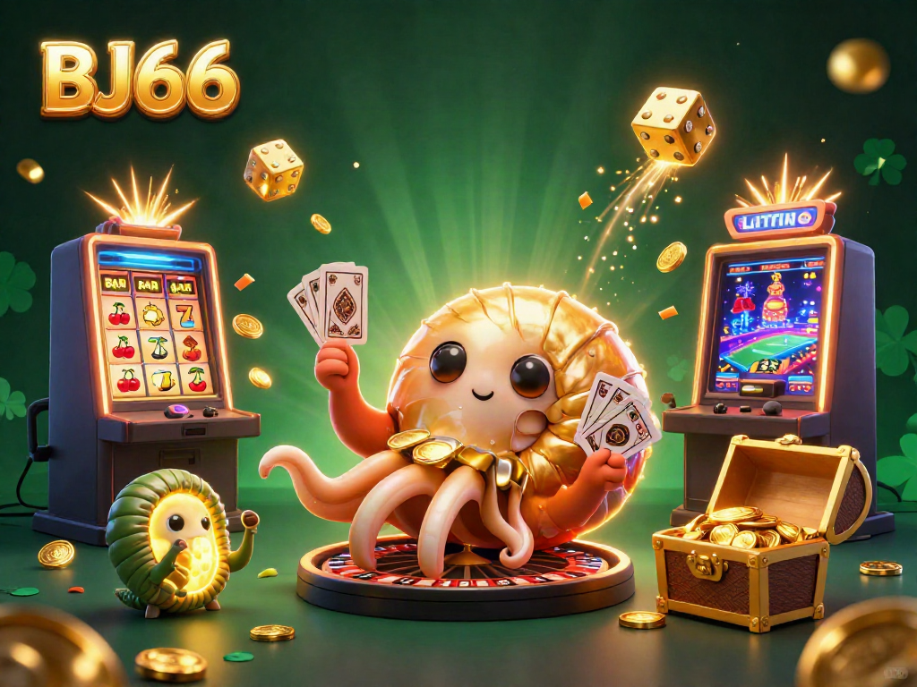 Experience thrilling gameplay at BJ66 with vibrant characters, casino elements, and jackpot excitement.
