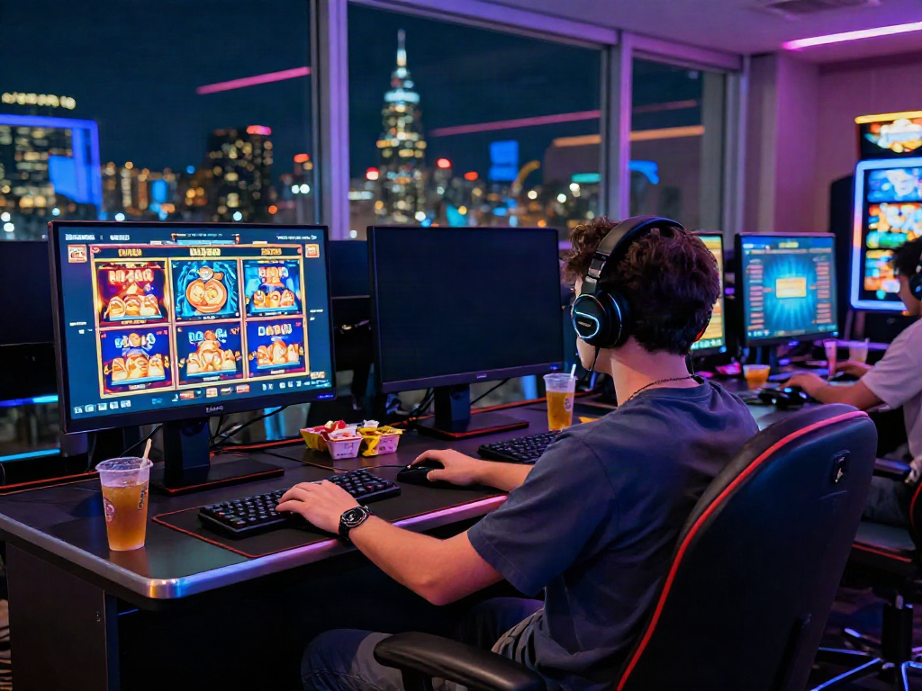 Immersive online gaming atmosphere showcasing diverse slot games at https://da88z.net/ with vibrant graphics and engaging setup.