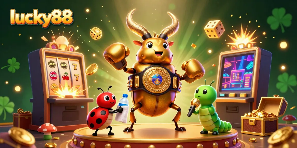 Experience lucky88's thrilling atmosphere with a dynamic boxing scene featuring vibrant casino elements and engaging characters.