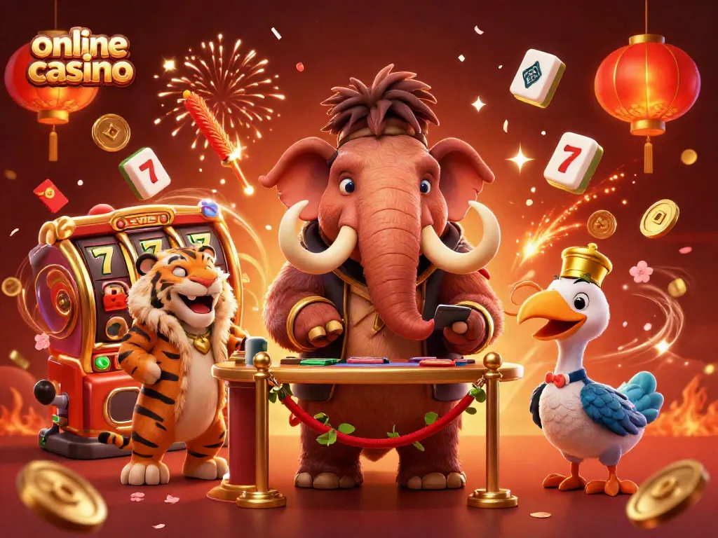 Juega en un casino online con tragaperras, jackpots y un bouncer mamut 3D.