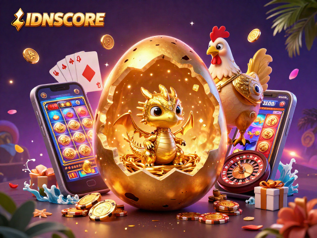 Engage with IDNSCORE's vibrant casino world featuring stunning dragon treasures and dynamic game elements.