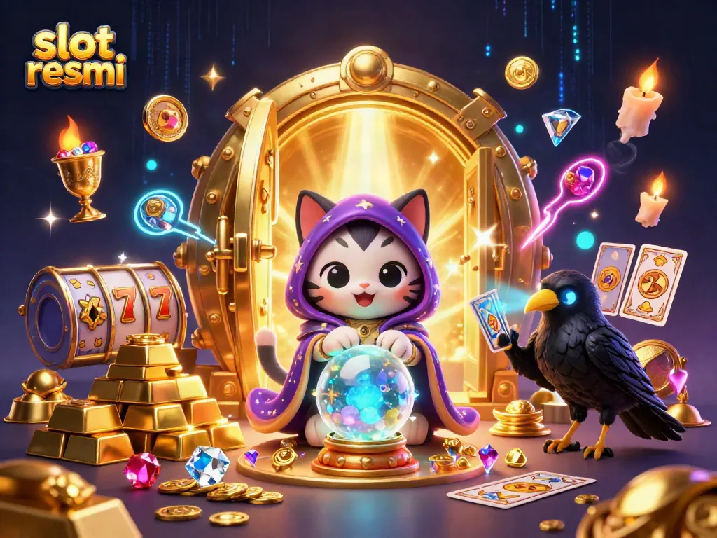 Experience winning moments with slot resmi in this vibrant casino illustration full of excitement.