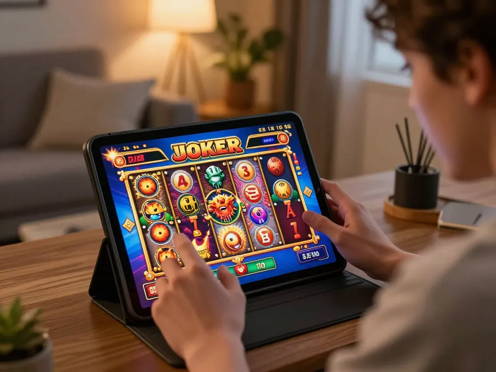 Spin the reels with IDC88 JOKER in a dynamic online gaming scene, showcasing excitement and winning potential.