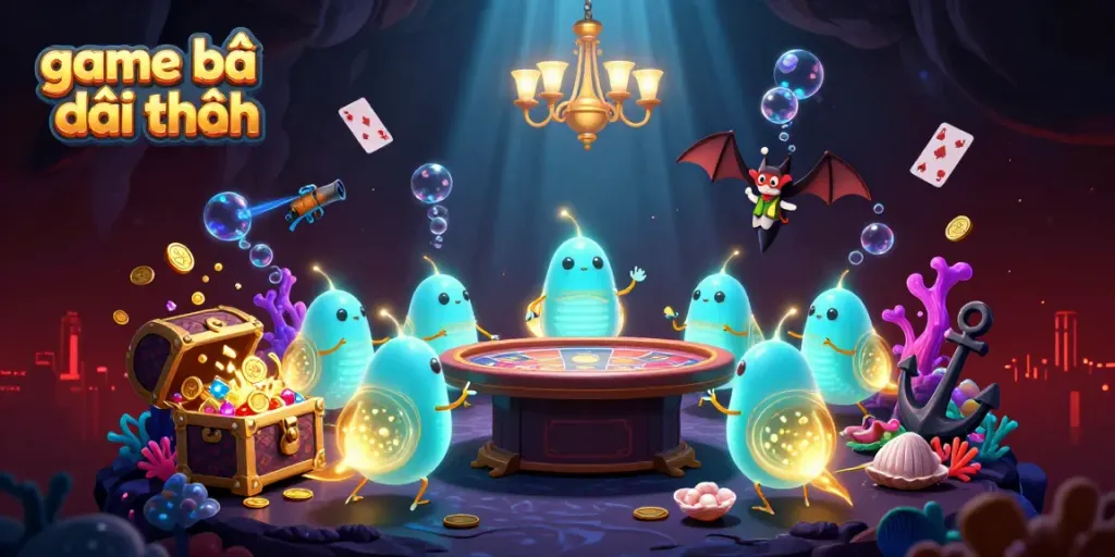 Experience the excitement of game bài đổi thưởng with vibrant glowworms in a casino scene.