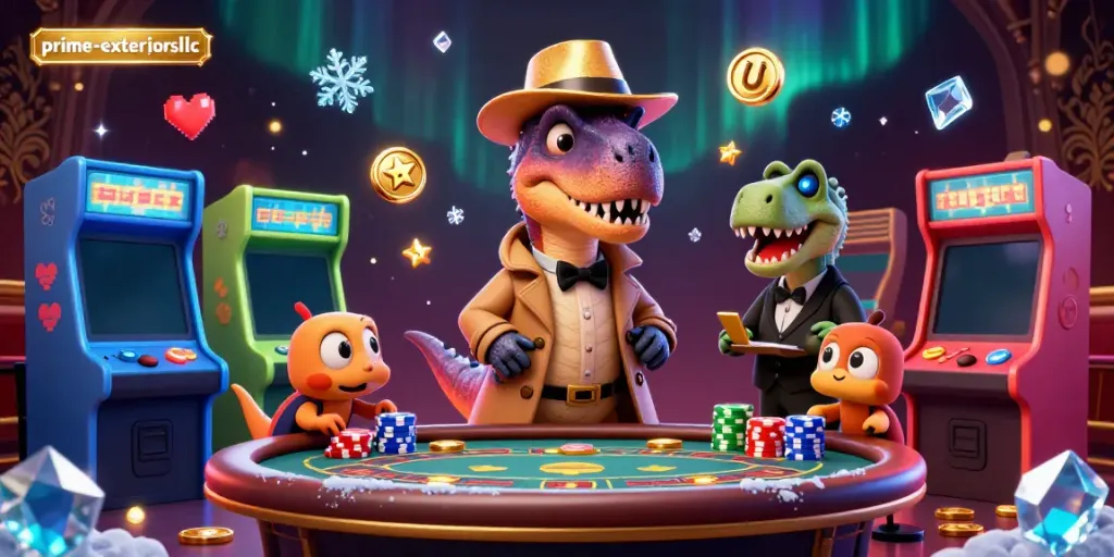 Experience thrilling blackjack action with prime-exteriorsllc's unique velociraptor and casino scene.