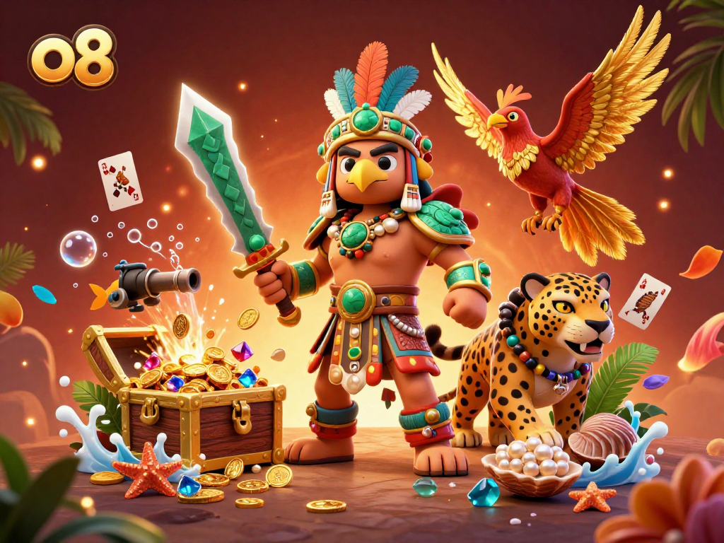 Engage with dynamic gameplay at o8, featuring vibrant 3D characters and rich gambling elements.