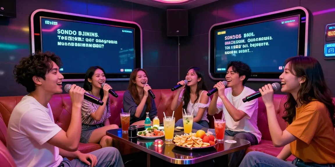 강남 달토 가라오케에서 친구들이 즐거운 노래를 부르고 있는 모습