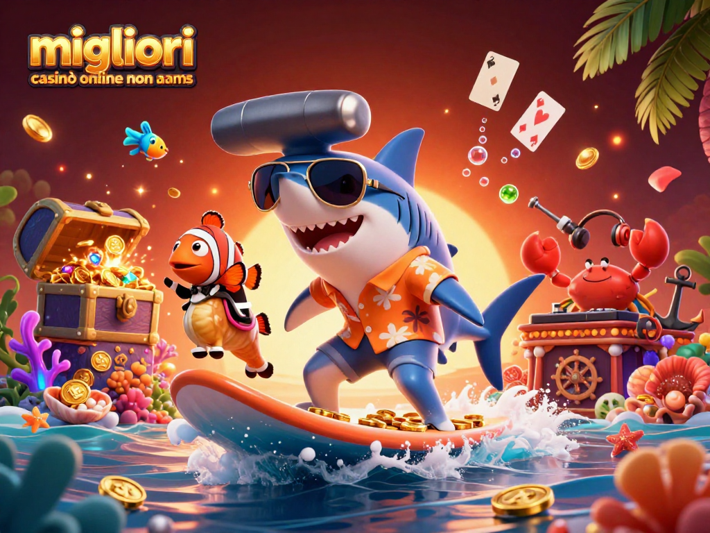 Scopri i migliori casinò online non AAMS mentre un pesce pagliaccio e un granchio DJ animano la scena.