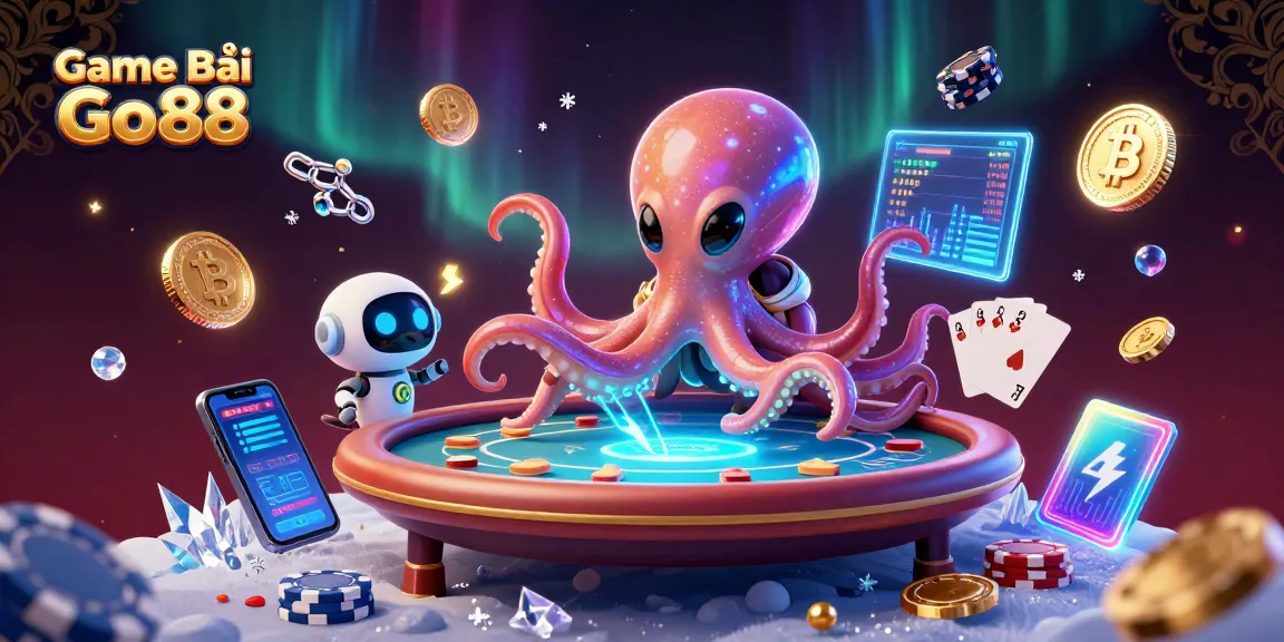 Engage in Game Bài Go88 with an exciting poker scene featuring alien characters and crypto elements