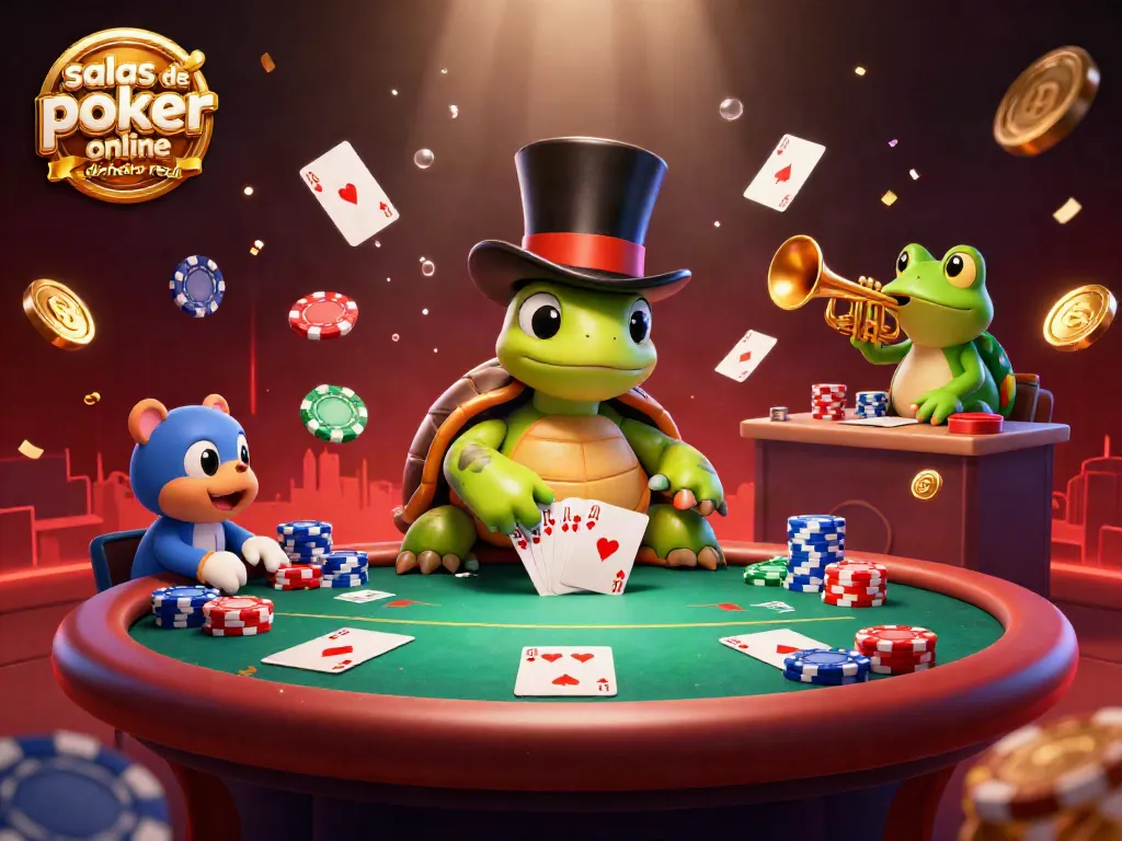 Disfruta de las salas de poker online España dinero real mientras juegas en una mesa con acción entre cartas y fichas brillantes.