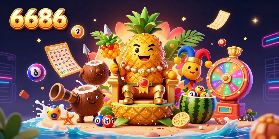 Experience thrilling gaming at 6686, with the golden pineapple king and lively lottery elements.