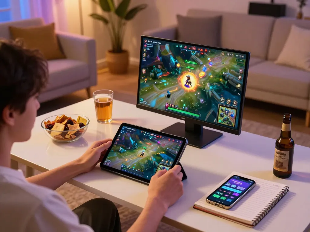 KADAL 778 interactive gaming session on tablet in a cozy living room setting.