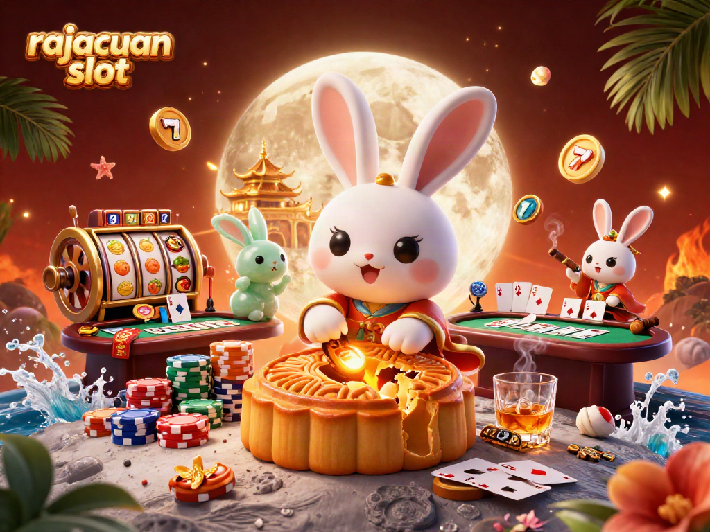 Spin and win with rajacuan slot while exploring vibrant slot reels and poker chips in an enchanting scene.