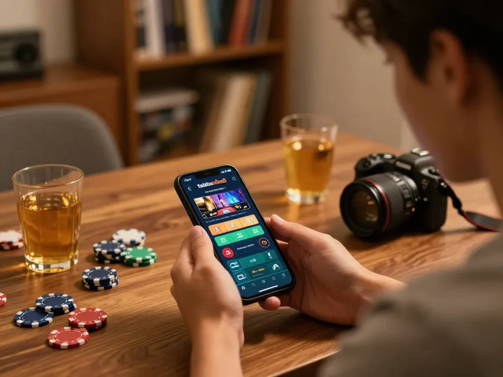 Engaged player using the taixiuonline8 app for online gambling, showcasing strategic gameplay.