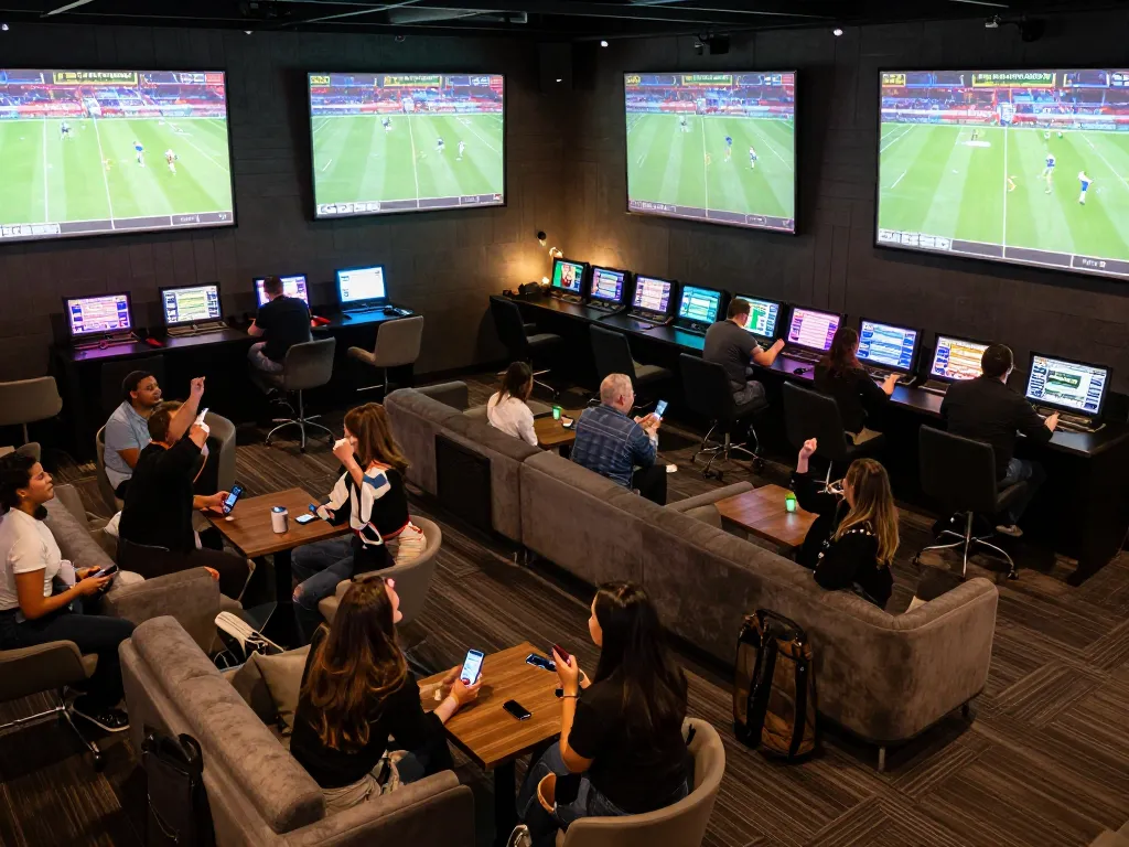 Watch live sports and place bets at O8's vibrant sports betting lounge