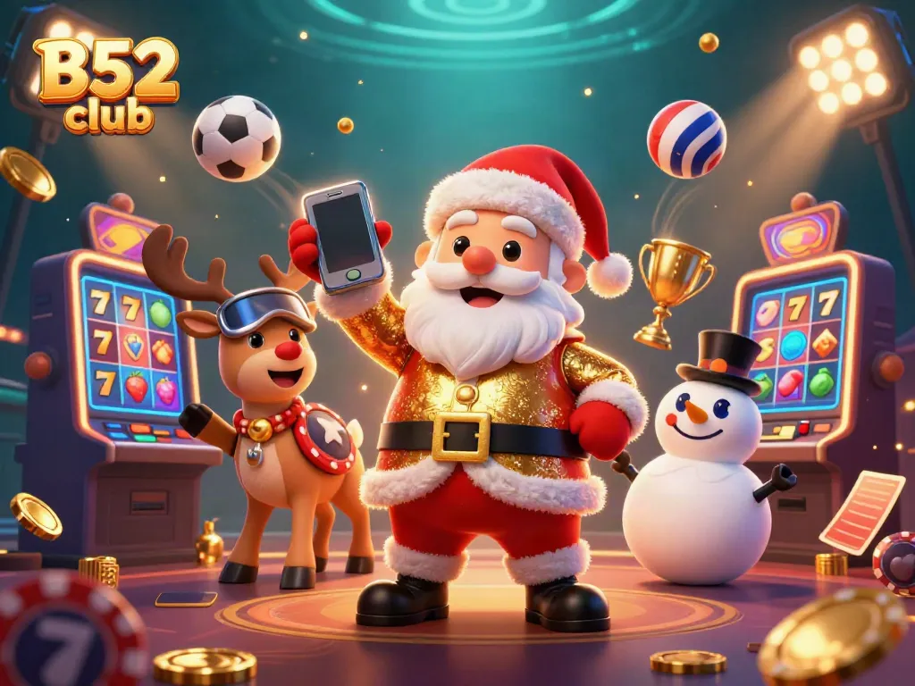 Experience the thrill of the B52 club with Santa and friends in a vibrant casino scene.