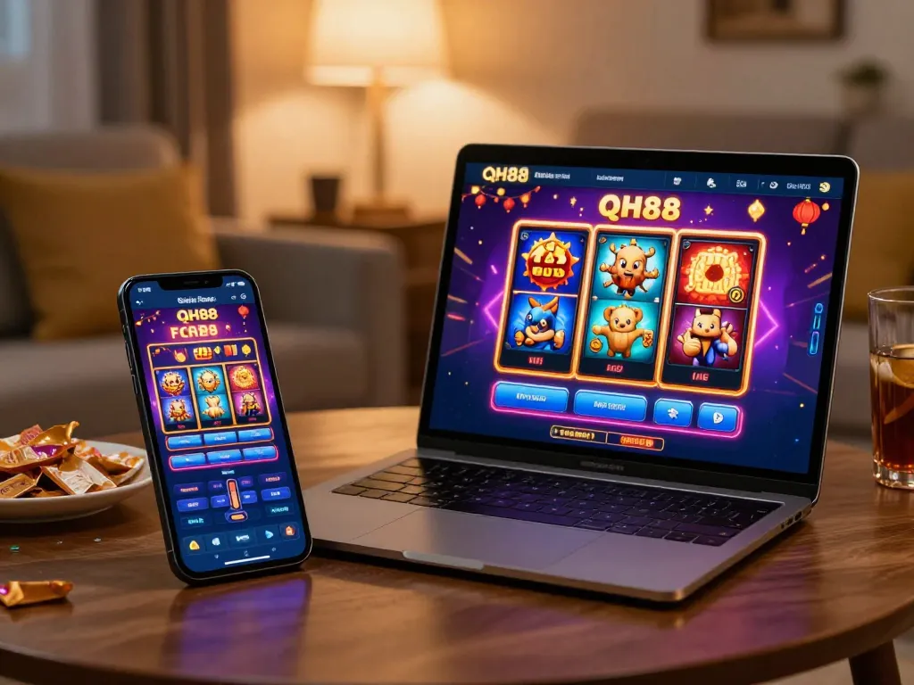 Engaging with qh88go online casino games on mobile devices in a cozy home setting