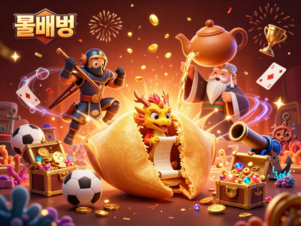 Engage in 롤배팅 with a vibrant 3D scene featuring a wise dragon and festive elements.