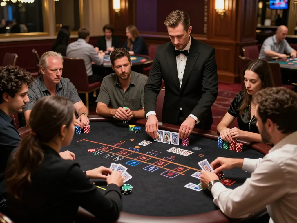 Experience the thrill of nego77 login at a competitive blackjack table surrounded by focused players.