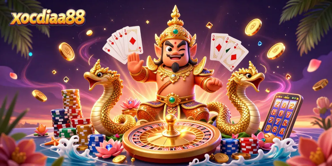 Experience thrilling gameplay with xocdiaa88, featuring gold coins, dynamic characters, and casino elements.