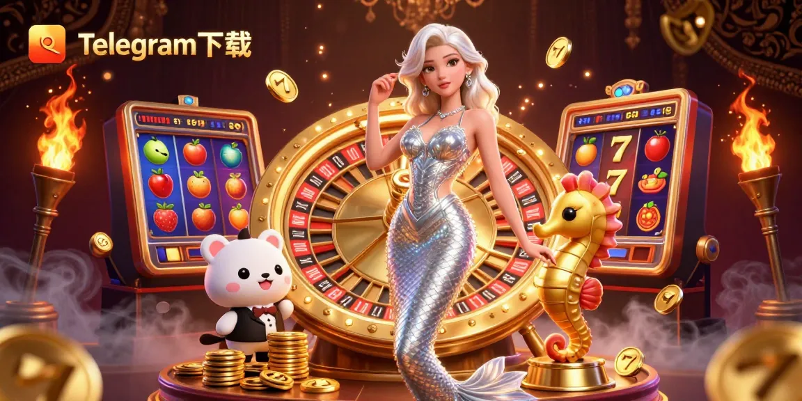 体验激动人心的游戏玩法，Telegram下载展示了一位华丽的美人鱼，旁边是一个金色的轮盘。