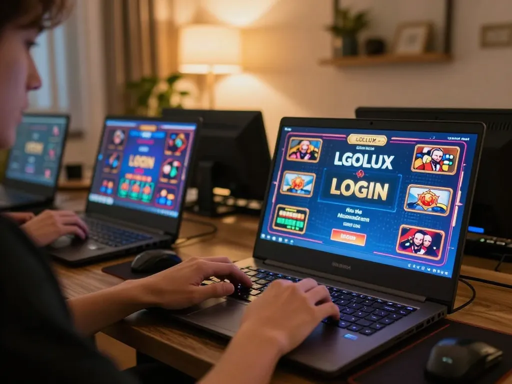 Engaging in LGOLUX LOGIN while enjoying a vibrant online casino gaming experience at home