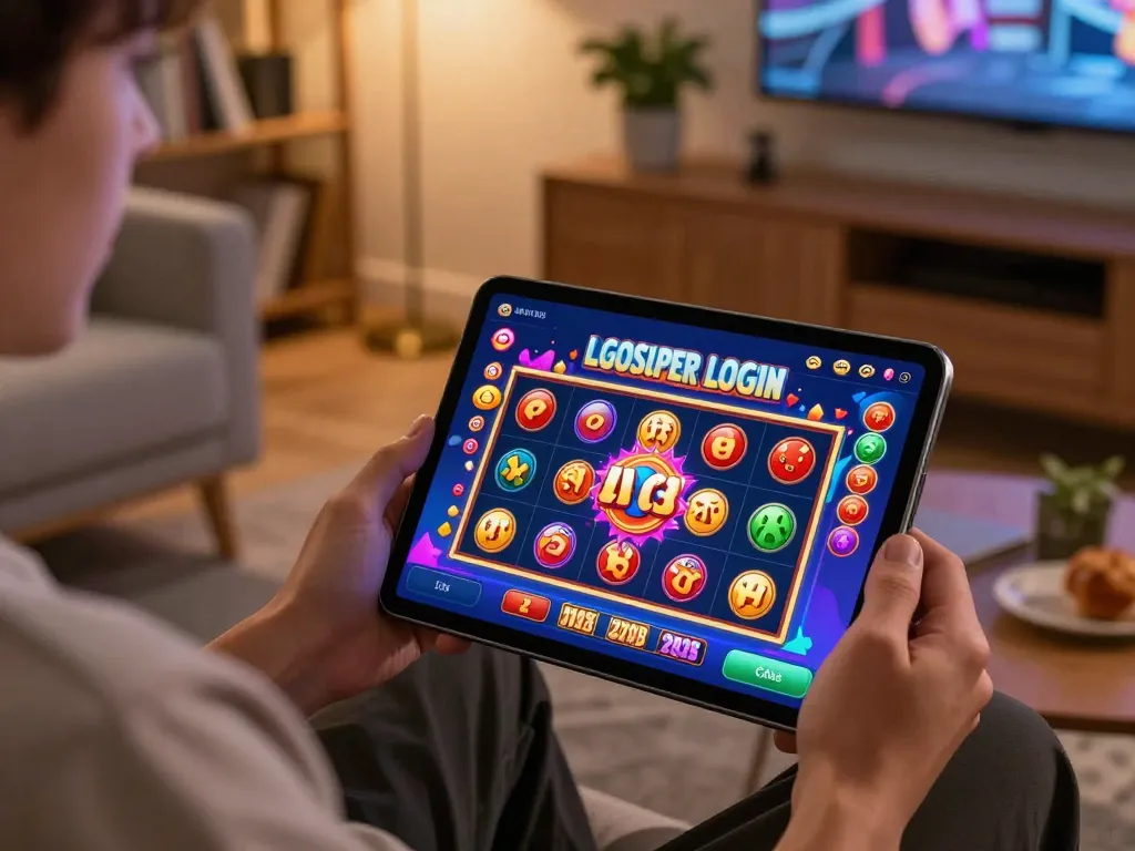 Engaging LGOSUPER LOGIN experience on tablet showing exciting slot game features in cozy home